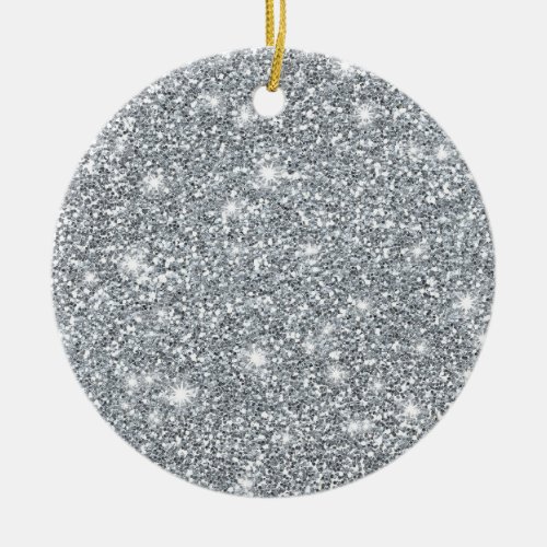 Elegant Silver Faux Glamorous Glitter Ceramic Ornament
