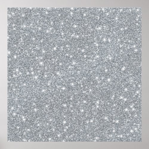 Elegant Silver Faux Glamorous Glitter Poster