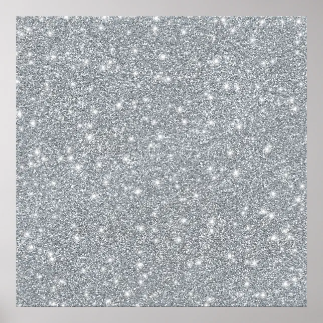 Elegant Silver Faux Glamorous Glitter Poster | Zazzle