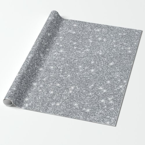 Elegant Silver Faux Glamorous Glitter Wrapping Paper