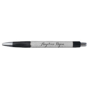 Elegant Silver Faux Glitter Look Personalized Name Pen