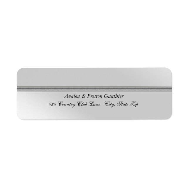 Elegant Silver Faux Metal Wedding Address Label (Front)