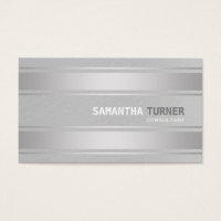 Elegant Silver Faux Stripes Professional Custom Business Card