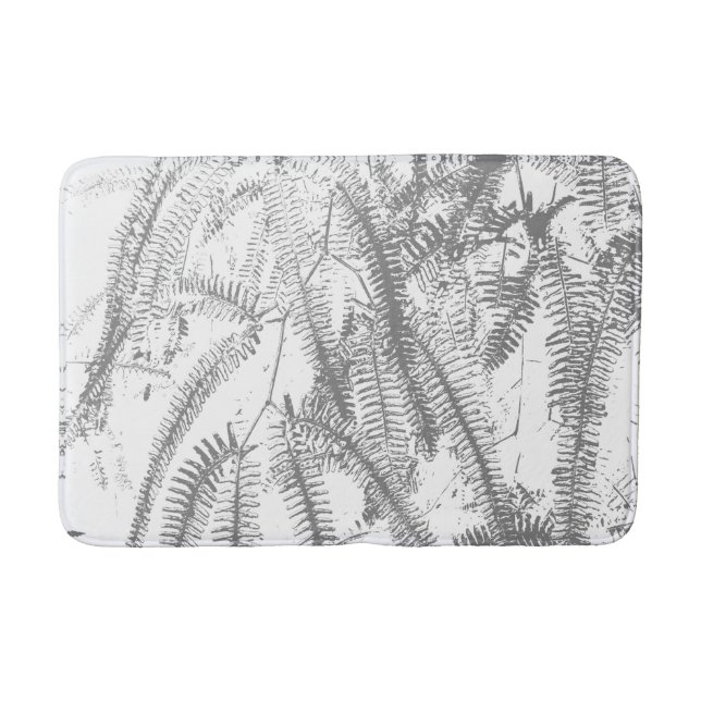 Elegant silver fern pattern bath mat (Front)