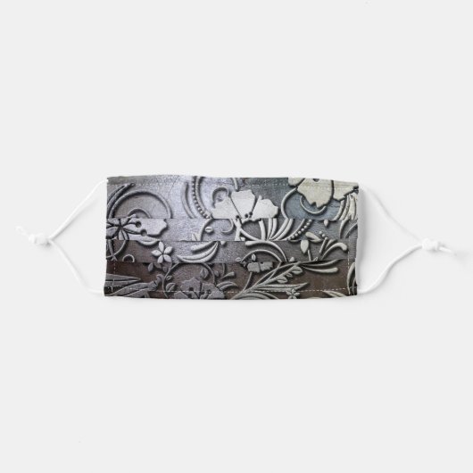 Elegant Silver Floral Adult Cloth Face Mask (Front, Folded)