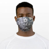 Elegant Silver Floral Adult Cloth Face Mask (Worn)