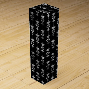 Elegant Silver Floral Column Art Deco Pattern Wine Box