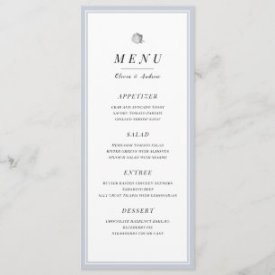 Elegant silver floral gray minimalist wedding menu