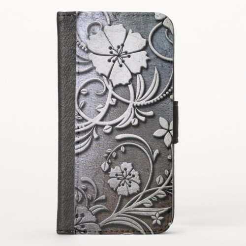 Elegant Silver Floral iPhone X Wallet Case