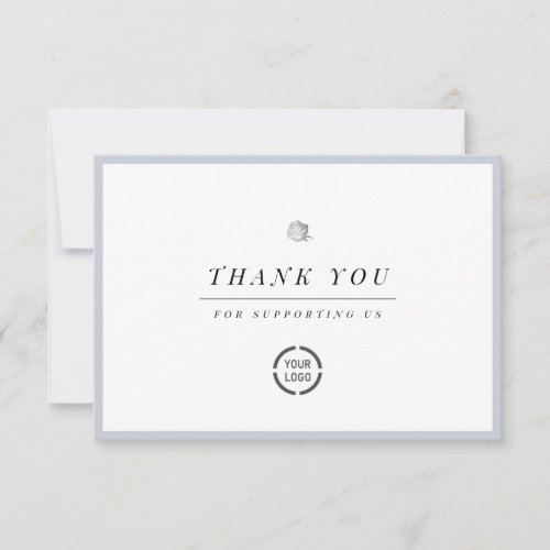 Elegant silver floral minimalist business thank you card