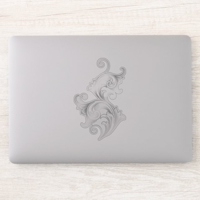 Elegant Silver Floral  Swirls Sticker (Computer)
