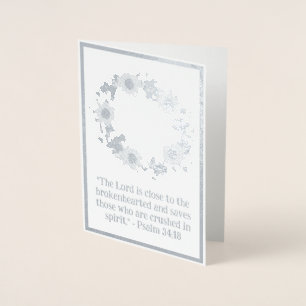 Elegant Silver Floral Wreath Religious Blank Foil Card