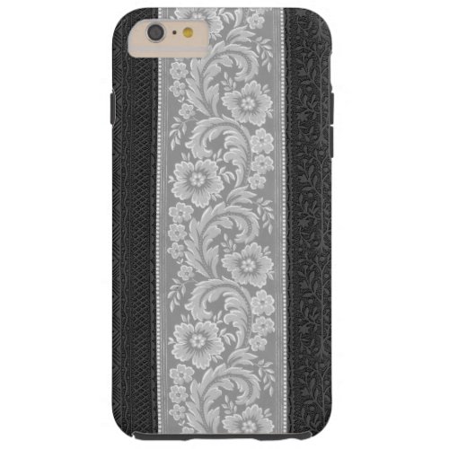 Elegant Silver Florentine Scrolls Tough iPhone 6 Plus Case