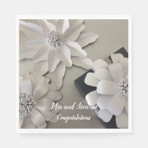 Elegant Silver Flowers Congratulations Napkins