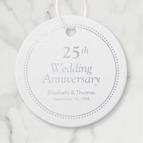 Elegant Silver Foil 25th Wedding Anniversary Foil Favor Tags