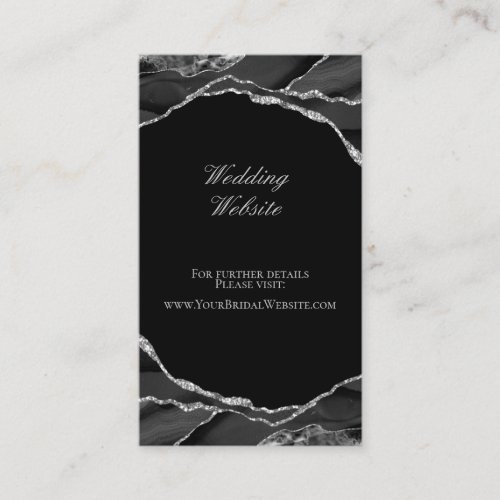 Elegant Silver Foil Black Agate Wedding Website Enclosure Card