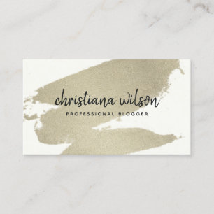 ELEGANT SILVER FOIL BLACK BRUSH STROKE CALLIGRAPHY BUSINESS CARD
