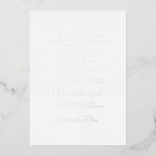 Elegant Silver Foil Calligraphy Formal Wedding Invitation