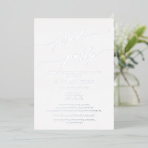 Elegant Silver Foil Calligraphy Graduation Party Invitation