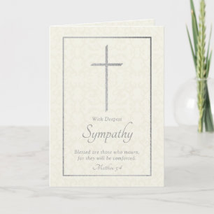 Elegant Silver Foil Cross Sympathy Card