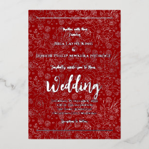 Elegant Silver Foil Floral Photo Foil Invitation