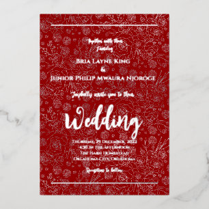 Elegant Silver Foil Floral Photo Invitation