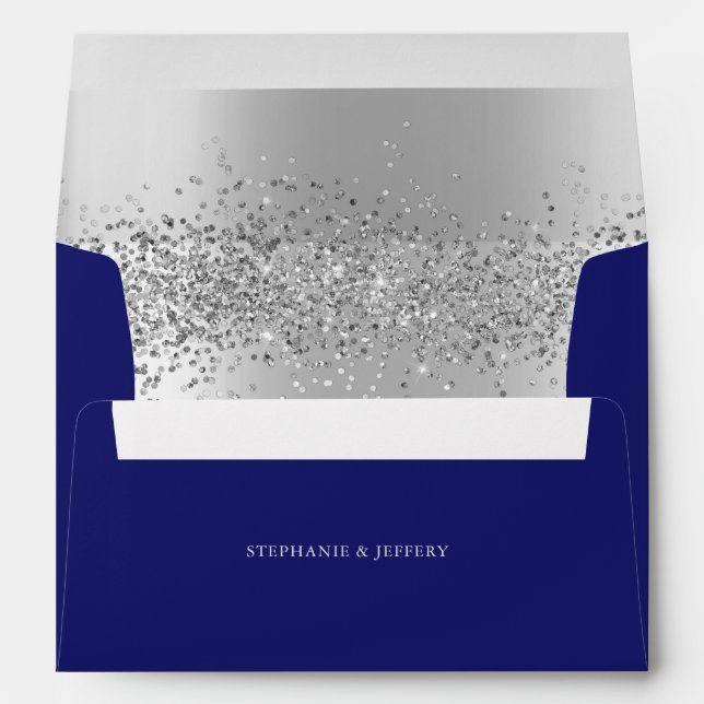 Elegant Silver Foil Glitter Sparkle Wedding Envelope (Back (Bottom))