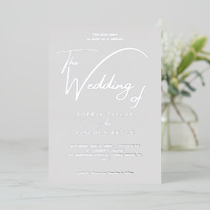 Elegant Silver Foil Gray Flourish Wedding  Invitation