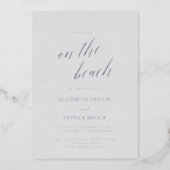 Elegant Silver Foil | Gray On The Beach Wedding Foil Invitation (Front)