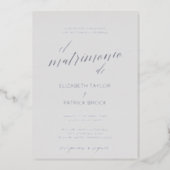 Elegant Silver Foil | Gray Spanish Wedding Foil Invitation (Front)