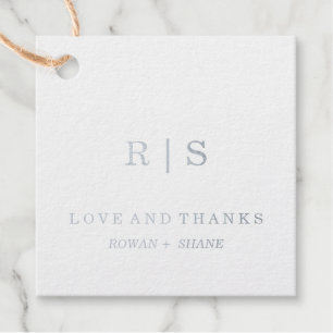 Elegant Silver Foil Monogram Favor Tag