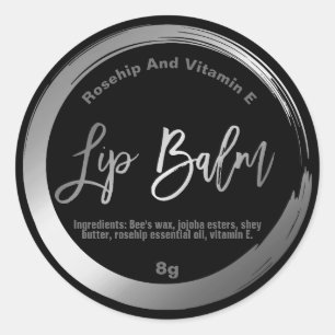 Elegant Silver Foil On Black Lip Balm Labels