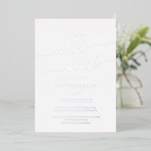 Elegant Silver Foil On The Beach Wedding Invitation