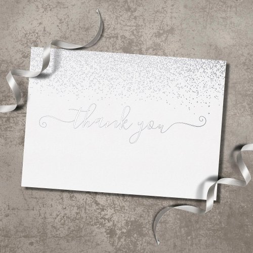 Elegant Silver Foil Script Thank You Card