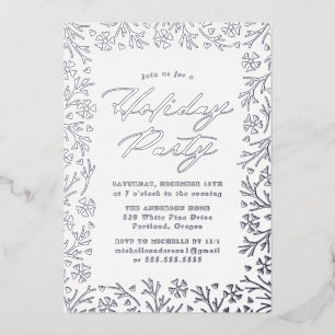 Elegant Silver Foil Snowflake Holiday Party Foil Invitation