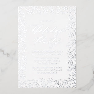 Elegant Silver Foil Snowflake Holiday Party Invitation