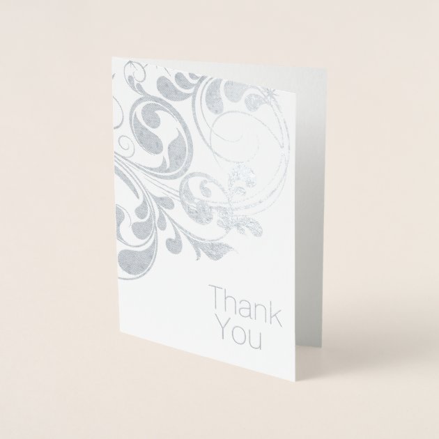 Elegant Silver Foil Thank You Card | Zazzle