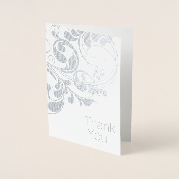 Elegant Silver Foil Thank You Card | Zazzle.com