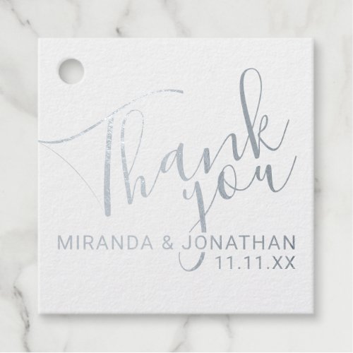 Elegant Silver Foil Thank You Wedding Foil Favor Tags