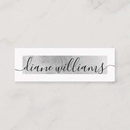 Elegant silver foil white modern event planner mini business card