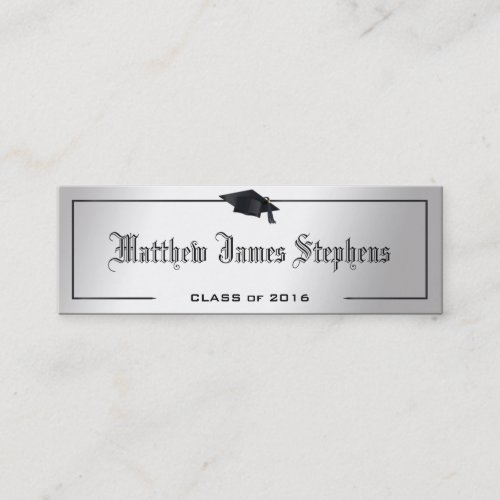 Elegant Silver Formal Graduation Cap Name Card