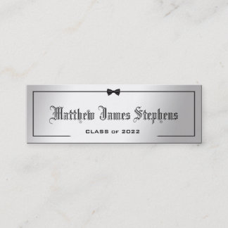 Elegant Silver Formal Graduation Name Card Insert