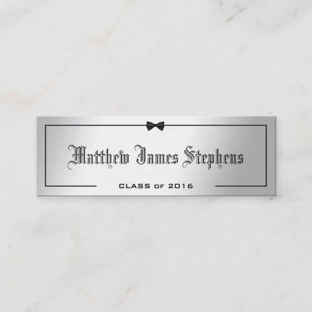 Elegant Silver Formal Graduation Name Card Insert | Zazzle