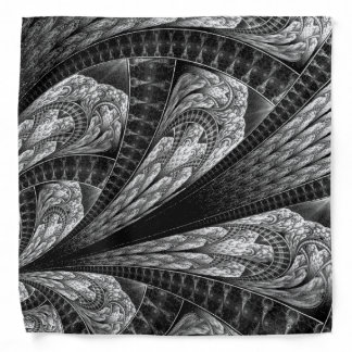 Elegant Silver Fractal Design Digital Art Bandana