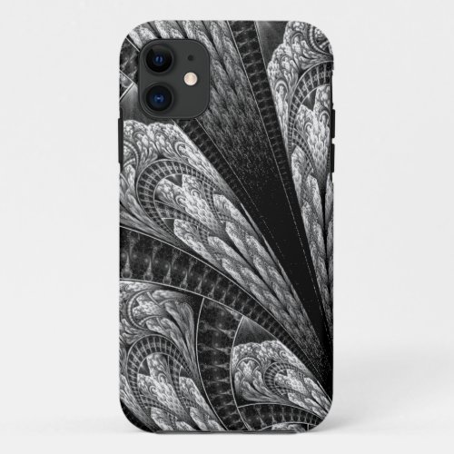 Elegant Silver Fractal Design Digital Art iPhone 11 Case