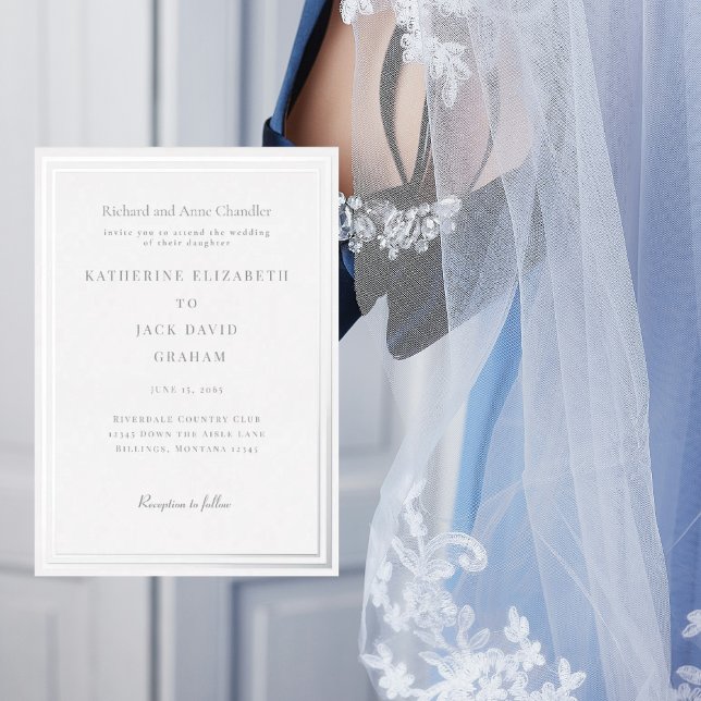 Elegant Silver Frame Wedding Bride Parents Silver Foil Invitation (Creator Uploaded)