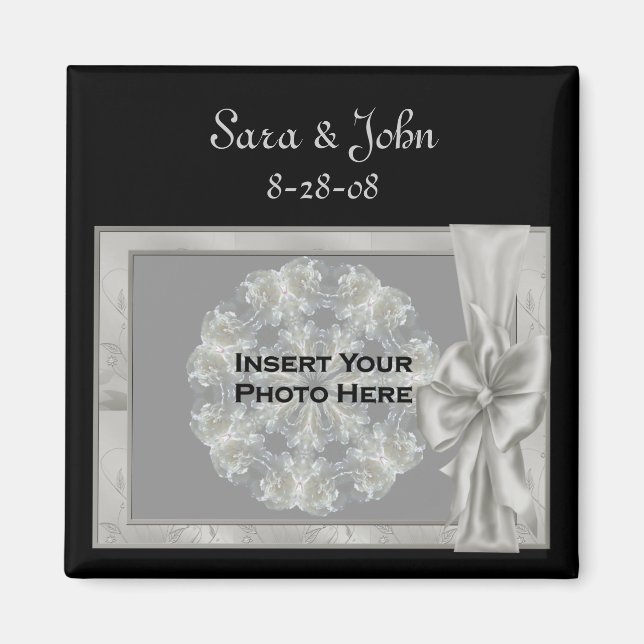 Elegant Silver Frame Wedding Favor Photo  Magnet (Front)