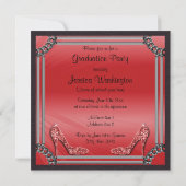 Elegant Silver Framed Red Stiletto Graduation Invitation (Back)