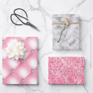 Elegant Silver Glam Bling Silver Glitter Gift Wrapping Paper Sheets