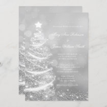 Elegant Silver Glam Christmas Wedding   Invitation